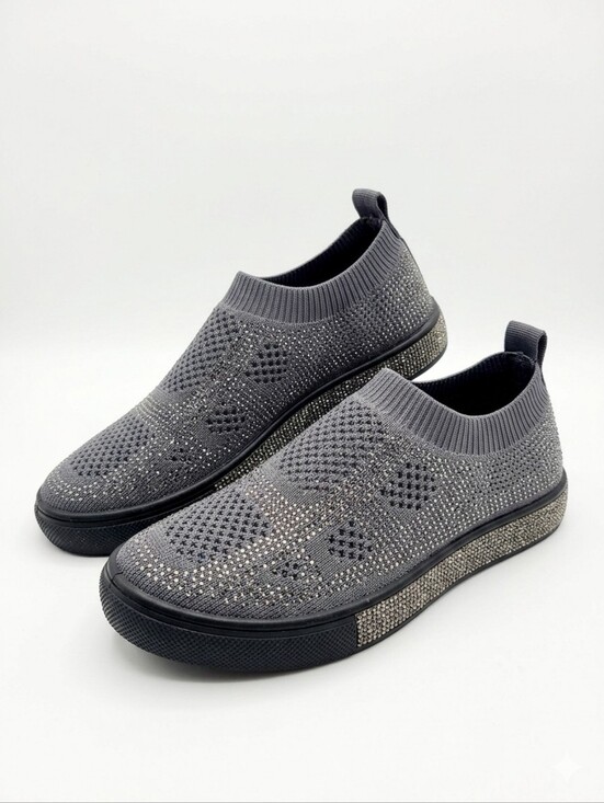 bernie mev. Other - Bernie Mev Glamour Rhinestone Embellished Slip-On Sneakers Grey Sz 39 ( 8.5 - 9)